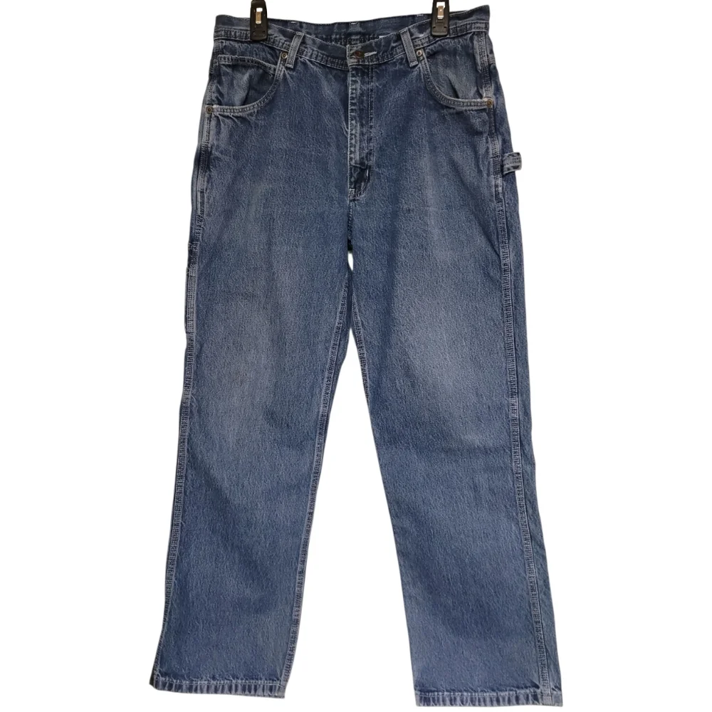VTG Key Carpenter Jeans Denim Relaxed Straight Mens Workwear 100% Cotton 34x32
